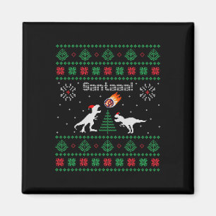 Santaaa Dinosaur Ugly Christmas Sweater  Magnet