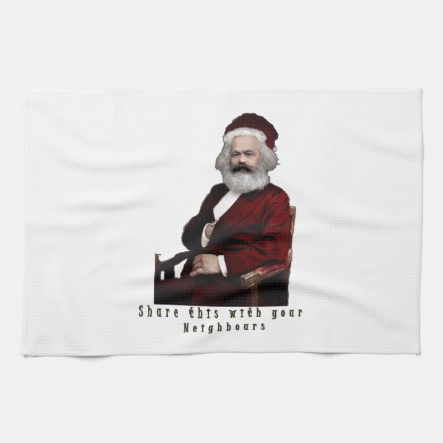 SantaKarl MarXmas Tea Towel (Horizontal)