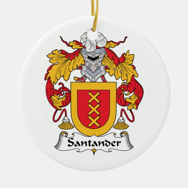 Santander Family Crest Ceramic Tree Decoration (Front)