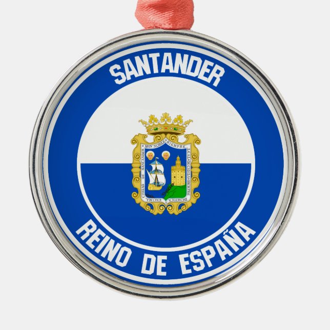 Santander Round Emblem Metal Tree Decoration (Front)