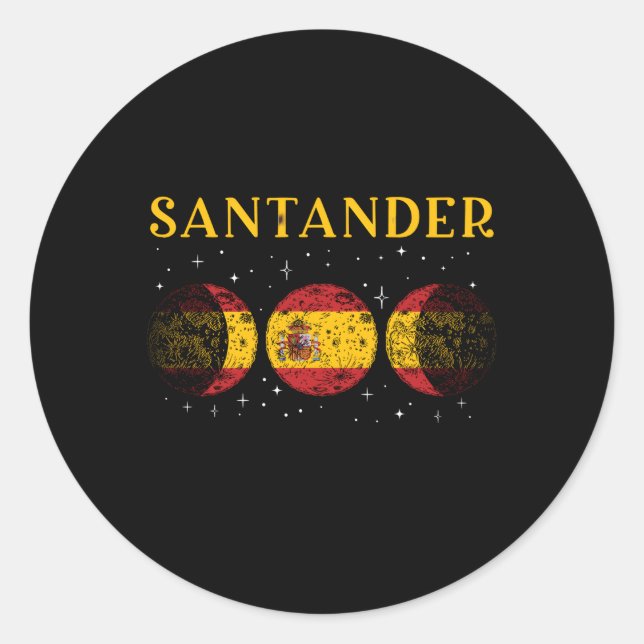 Santander Spanish Flag Vacation Spain Classic Round Sticker (Front)