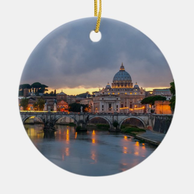 Sant'Angelo bridge Saint Peter Basilica Rome Italy Ceramic Tree Decoration (Front)