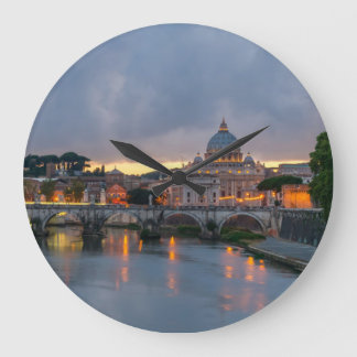 Sant'Angelo bridge Saint Peter Basilica Rome Italy Large Clock
