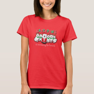 Santapaws is coming to town RED T-Shirt
