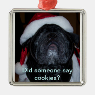 SantaPug Metal Tree Decoration