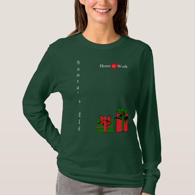 Santa's # 1 Elf heart at work T-Shirt (Front)