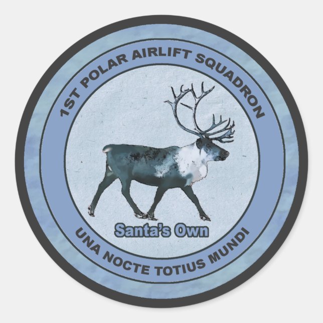 Santa's 1st Polar Airlift Sqdn - Subdued Classic Round Sticker (Front)