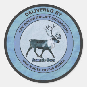 Santa's 1st Polar Airlift Sqdn - Subdued Classic Round Sticker