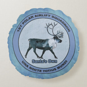 Santa's 1st Polar Airlift Sqdn - Subdued Round Cushion