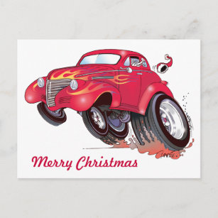 Santa's 39 Chevy postcard