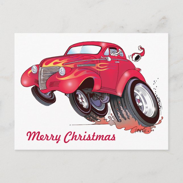 Santa's 39 Chevy postcard (Front)