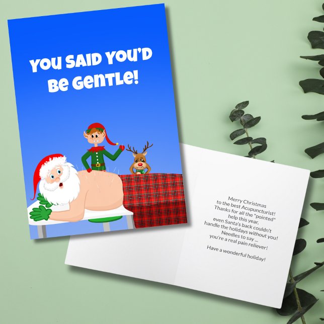 Santa's Acupuncture Appointment Christmas  Holiday Card (Creator Uploaded)