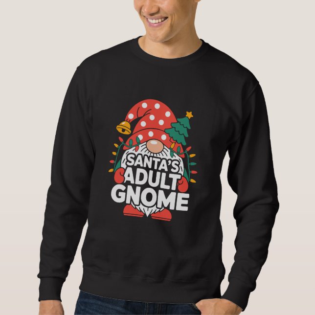 Santa's Adult Gnome Funny Christmas Lights Sweatshirt (Front)