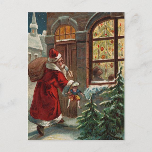 Santa's at the Door Postcard (Front)