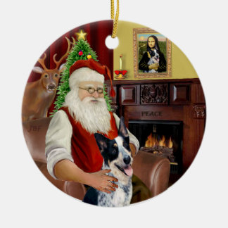 Santa's Australian Cattle Dog #1 Ceramic Tree Decoration