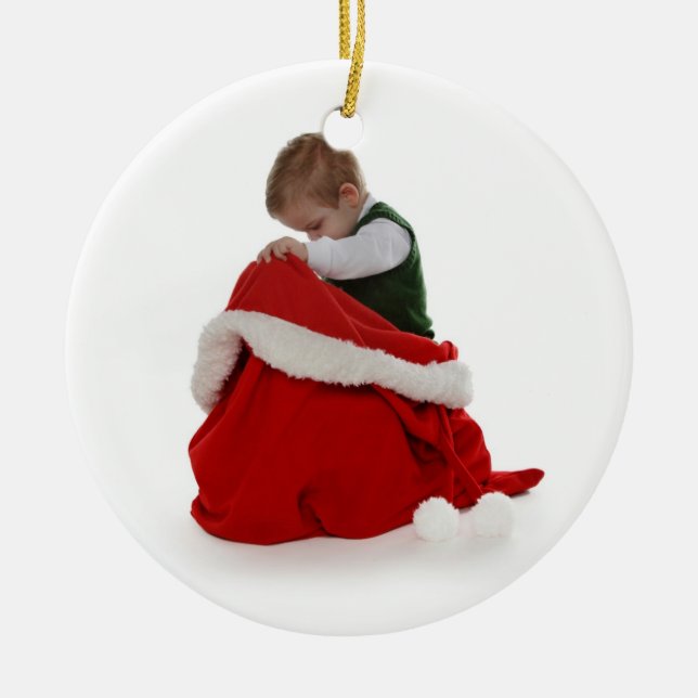 Santa's Bag Ceramic Tree Decoration (Front)