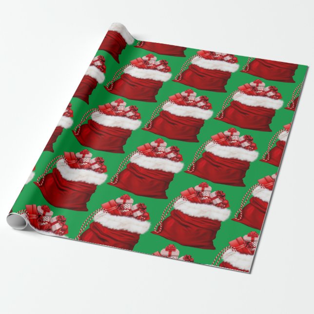 Santa's Bag Wrapping Paper (Unrolled)