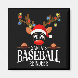 Santa's Baseball Reindeer Funny Xmas Matching Pjs Magnet