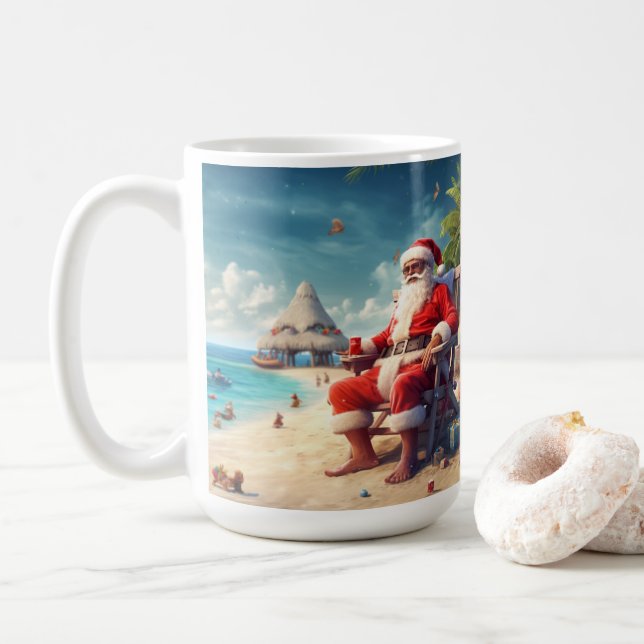 Santas Beach Getaway Coffee Mug (With Donut)