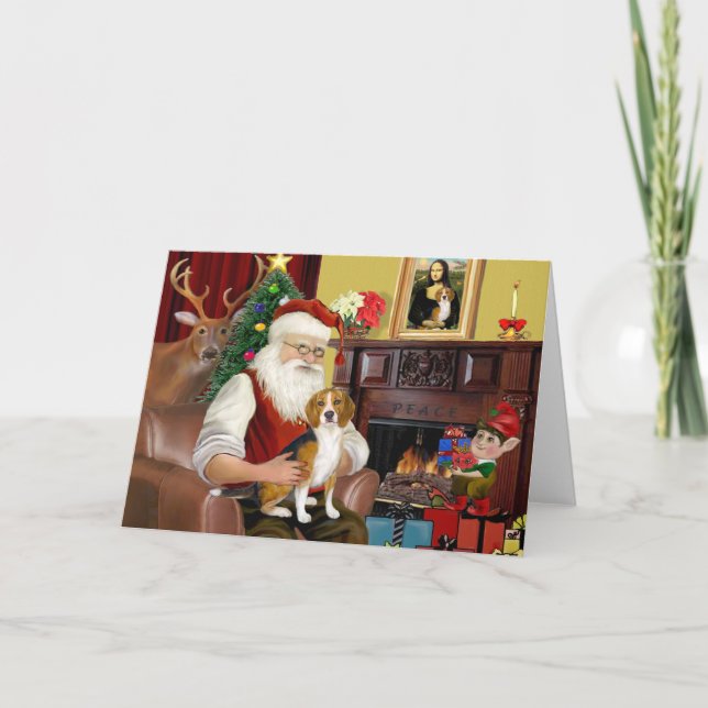 Santa's Beagle (#7) Holiday Card (Front)
