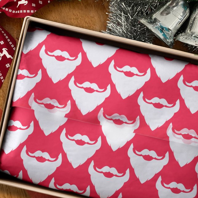 Santa's beards patterned red white Christmas Tissue Paper (Creator Uploaded)