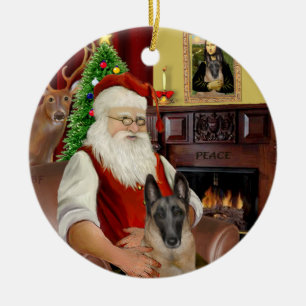 Santa's - Belgian Malinois Ceramic Tree Decoration