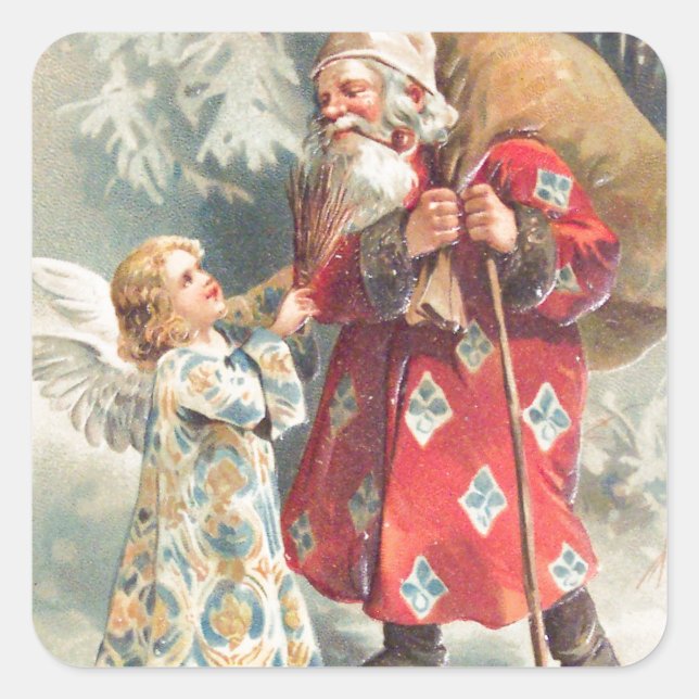 Santa's Best Christmas Wishes Square Sticker (Front)