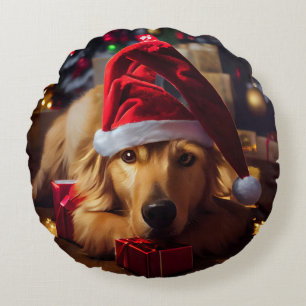Santa's Best Friend Round Cushion