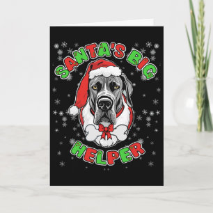 Santa's Big Helper Great Dane Dog Lover Christmas  Card
