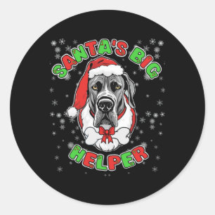 Santa's Big Helper Great Dane Dog Lover Christmas Classic Round Sticker