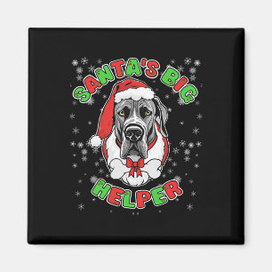 Santa's Big Helper Great Dane Dog Lover Christmas Magnet