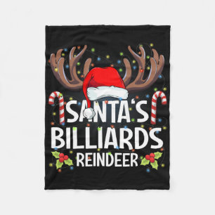 Santa's Billiards Reindeer Christmas Pajama Fleece Blanket