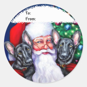 Santa's Black German Sheperd Dogs Gift Tags