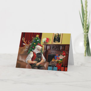 Santa's Black Pug Holiday Card