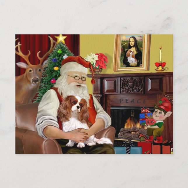 Santa's Blenheim Cavalier Holiday Postcard (Front)
