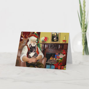 Santa's Brindle French Bulldog Holiday Card