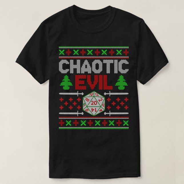 Santas Chaotic Evil List Christmas D20 Ugly Tablet T-Shirt (Design Front)