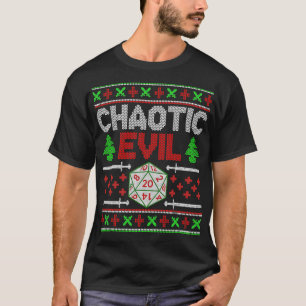 Santas Chaotic Evil List Christmas D20 Ugly Tablet T-Shirt
