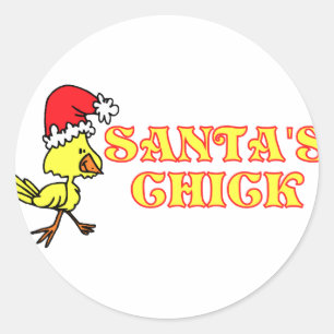 Santas Chick Classic Round Sticker