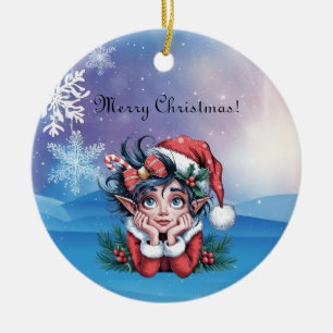 Santa's Christmas Elf Festive Ceramic Tree Decoration