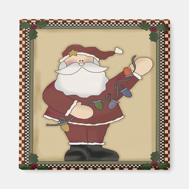Santas Christmas Light Bulbs Magnet (Front)