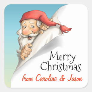 Santa's Christmas List with Custom Names Square Sticker