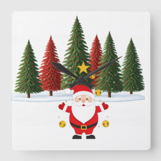 "Santa's Christmas Moment: Unique Clock-Inspired A Square Wall Clock