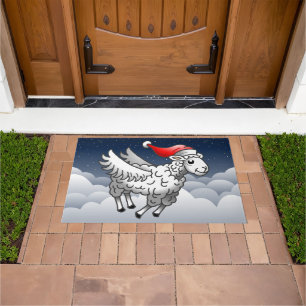 Santa's Christmas Sheep Doormat