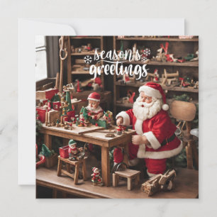 Santa's Christmas Toy Workshop  Holiday Card