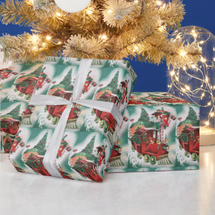  Santa's Christmas Train Vintage Wrapping Paper