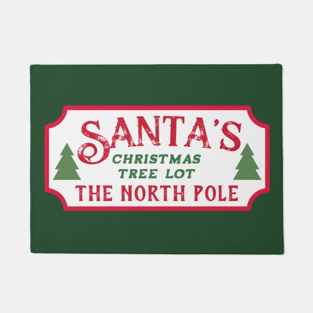 Santa's Christmas Tree Lot Sign Doormat (Front)