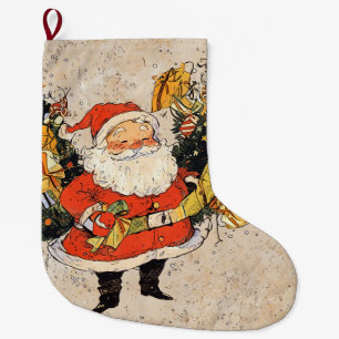Santa's Christmas Trees Large Christmas Stocking