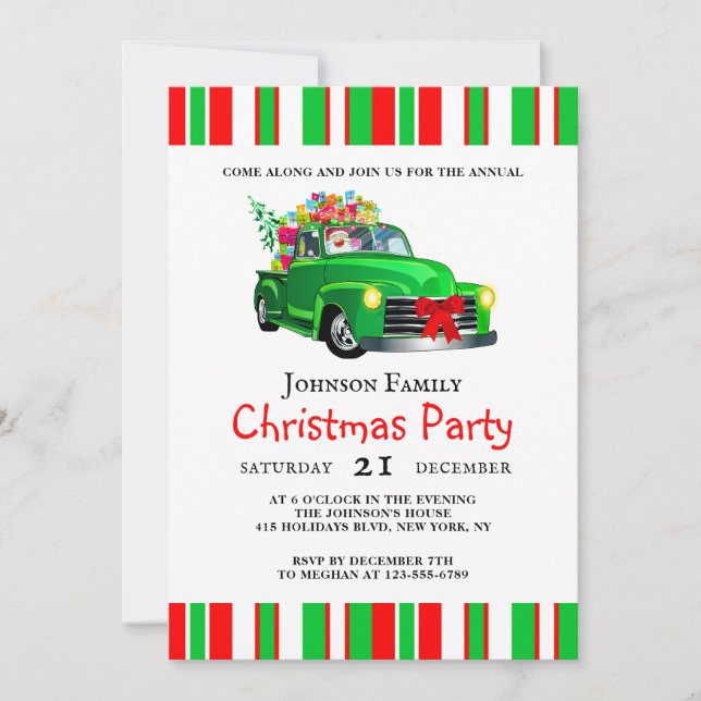 Santa's Christmas Truck Party Invitation (Front)