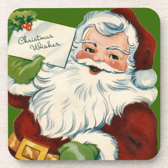 Santa's Christmas Wishes Set of Cork Coasters (Front)